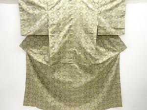 菱に花模様織り出し西陣お召着物